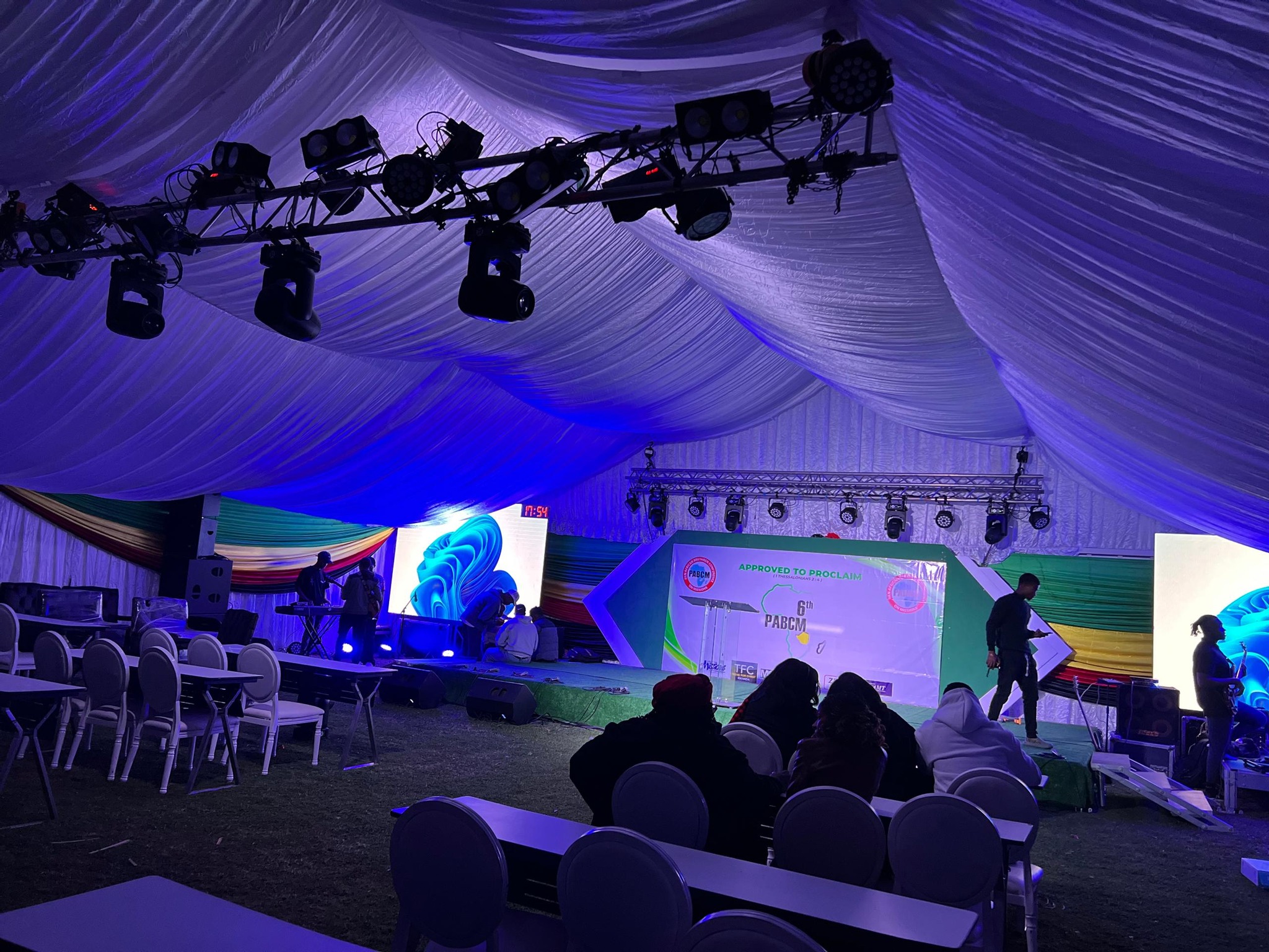 Stage with lights and crowd